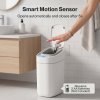 Toque Smart Trash Bin Slim Sensor Bathroom Bin With Lid Silent Open Close White