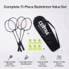 Centra Badminton Racket Set 11PCS 4 Players Aluminum Outdoor Game with Bag