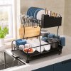 Toque Expandable Dish Drainer Rack 2 Tier Cutlery Plate Holder with Drip Tray
