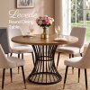 Levede Round Dining Table for 4-6 People 30mm MDF Metal Base Kitchen Brown