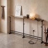 Levede Console Table Narrow Adjustable with Power Outlet for Hallway Brown