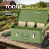 TOQUE Seed Box 4-Compartment Storage Box Metal Seed Organiser Dark Green