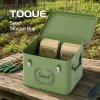 TOQUE Seed Storage Box Organiser 3 Compartment Metal Seed Storage Green