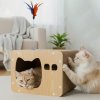 Skylos Cat Scratching Post Cat Cardboard House Cat Scratcher with Toy Indoor