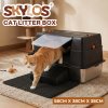 Skylos Cat Litter Box Enclosed Stainless Steel Litter Tray Hooded Covered Toilet
