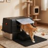Skylos Cat Litter Box Enclosed Stainless Steel Litter Tray Hooded Covered Toilet