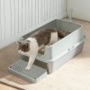 Skylos Stainless Steel Cat Litter Box Semi-Enclosed Easy Cleaning Pet Toilet