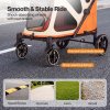 Skylos Dog Stroller Pet Pram Foldable Shock Absorbing Wheels Outdoor Orange