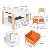 Dekko Kids Table and Chairs Set 2-in-1 Flip Top Storage Activity Play Study Grey
