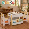 Dekko Kids Table and Chairs Set 2-in-1 Flip Top Storage Activity Play Study Grey
