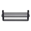 Levede Towel Holder with 2 Bars Wall Mounted No Drill Bathroom Shelf Black