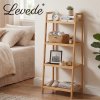 Levede Shelf 4 Tier Space Saving Bamboo Display Cabinet For Living Room Bamboo