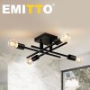 EMITTO Semi Flush Mount Ceiling Light Fixture Matte Black 4 Light E27 Socket