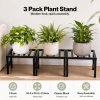 Levede Plant Stand Outdoor 3 Piece Set Carbon Steel Patio Garden Decor Black