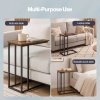Levede Side Table C Shaped Space Saving for Sofa Bedroom Rustic Brown