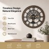 Yezi Wall Clock Silent Quartz Tree Design 40Cm Large Face For Living Room Black