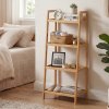 Levede Shelf 4 Tier Space Saving Bamboo Display Cabinet For Living Room Bamboo