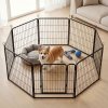 Skylos Dog Pen 8 Panel Steel Playpen Foldable Indoor Outdoor Pet Enclosure Black