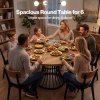 Levede Round Dining Table for 4-6 People 30mm MDF Metal Base Kitchen Brown