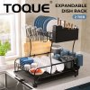 TOQUE Kitchen Dish Drainer Rack Extendable