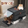 Skylos Cat Litter Box Stainless Steel Large Enclosed Toilet Tray Anti-Splashing