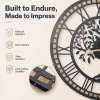 Yezi Wall Clock Silent Quartz Tree Design 40Cm Large Face For Living Room Black