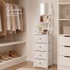 Levede Chest Of Drawers Mirror Dressing Table Vertical Storage Bedroom White