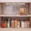 TOQUE 6PCS Fridge Storage Bins Clear Kitchen Organiser Containers PET Stackable