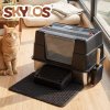 Skylos Cat Litter Box Enclosed Stainless Steel Litter Tray Hooded Covered Toilet