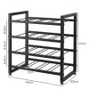 Levede 16 Bottle Wine Rack Countertop Wine Storage Organiser 4 Tier Metal Black