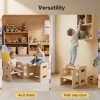 Levede Kids Table And Chair Sets 3-in-1 Adjustable Baby Safe Plywood Light Brown