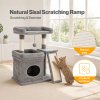 Skylos Cat Tree Tower Large Perch Condo Sisal Scratcher Indoor Felines Grey