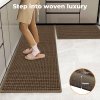 Marlow Kitchen Mat 2PCS Non Slip Woven Rubber Floor Mat Absorbent Runner Brown