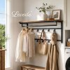 Levede Coat Rack Wall Mounted 10kg Wooden Shelf Hooks Hanger Storage Metal Brown