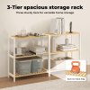 Levede Bamboo Storage Shelf 3-Tier Organiser Shelving Unit Stand Shoe Rack