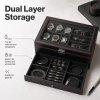 Watch Box Watch Storage Jewelry Box 2 Layer Glass Lid Lockable Display Black