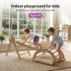 DEKKO 8 in 1 Triangle Climbing Set Kids Wooden Climber with Arch Slide Natural