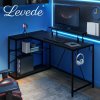 Levede L-Shaped Gaming Desk Computer Table with RGB Lights Power Outlets 132.5CM