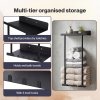 Levede Towel Rack Adjustable No Drilling Towel Holder Storage Wall Mounted Black