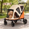 Skylos Dog Pram Stroller Foldable Pet Pushchair with Brake Suspension Orange