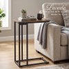 Levede Side Table C Shaped Space Saving for Sofa Bedroom Rustic Brown