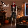 Yezi Halloween Skeleton Life Size Pirate Decor 166cm PE Plastic White