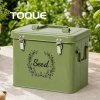 TOQUE Seed Storage Box Organiser 3 Compartment Metal Seed Storage Green