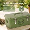 TOQUE Seed Box 4-Compartment Storage Box Metal Seed Organiser Dark Green
