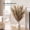 Santaco Pampas Grass Artificial 3Pcs 116cm Handcrafted Faux Silk Vase Brown