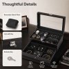Watch Box Watch Storage Jewelry Box 2 Layer Glass Lid Lockable Display Black