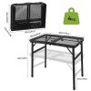 Levede Folding Camping Table Adjustable Height Aluminium Picnic Desk Black 90cm