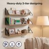 Levede Floating Shelves Wall Mounted Book Shelves for Wall Set of 3 Natural