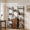 Levede Book Shelves 10 Open 3 Fabric Drawers Tall Storage Unit for Office Brown