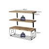 Levede Wood Floating Shelves 3 Tier Bathroom Wall Shelves with Storage Basket